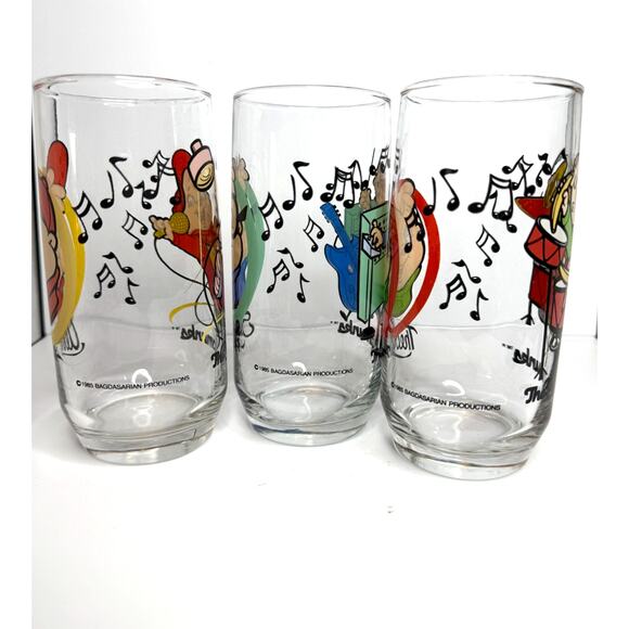 1985 Alvin and the Chipmunks Glass Set of 3 Alvin Simon and Theodore 16 Ounces - Picture 5 of 5